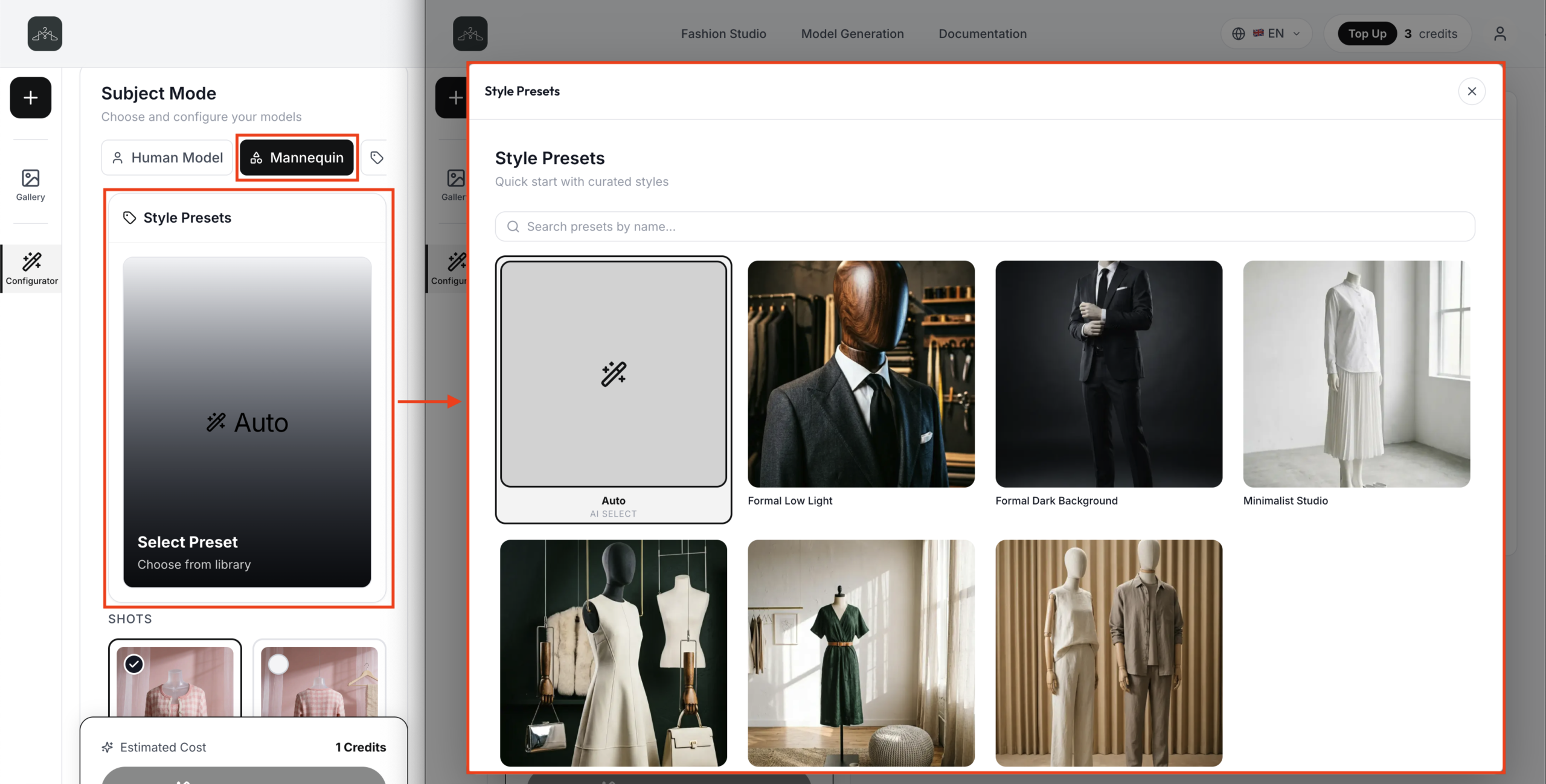 Presets Mannequin Mode