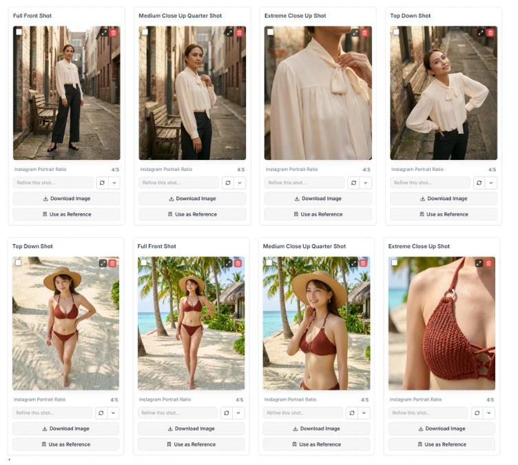 modifashion multiple shot consistency