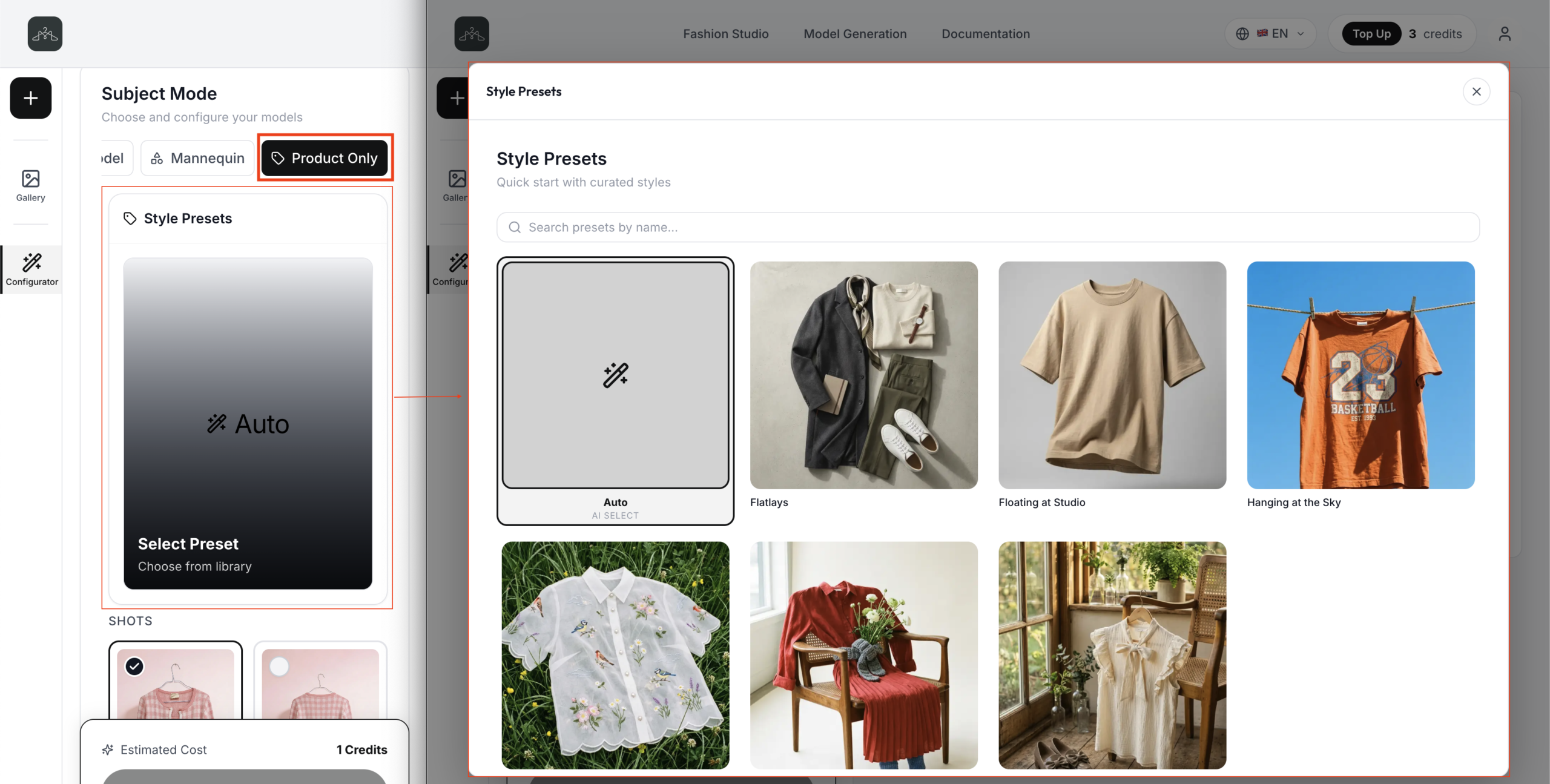 Presets Product Only Mode